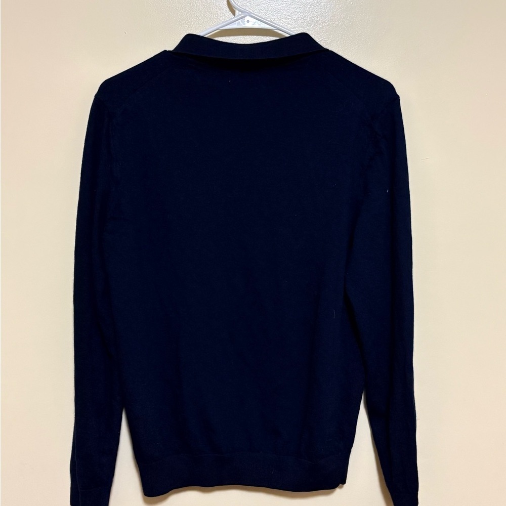 BOSS long-sleeve polo sweater in navy blue - Picture 2 of 8